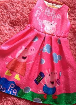 Мультяшное розовое платье с пеппой peppa pig.5 фото