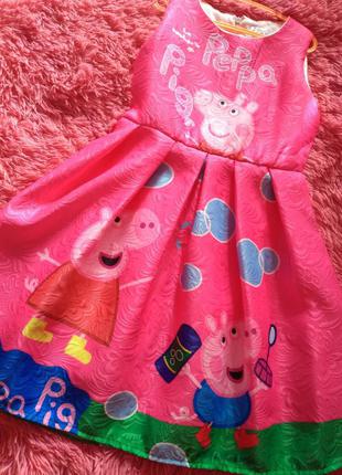 Мультяшное розовое платье с пеппой peppa pig.6 фото