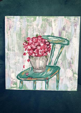 Интерьерная картина в стиле винтаж «бегония»