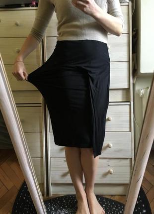 Интересная чёрная юбка миди карандаш вискоза 8-10-12 topshop3 фото