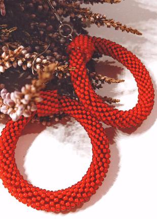 Серьги-кольца красные