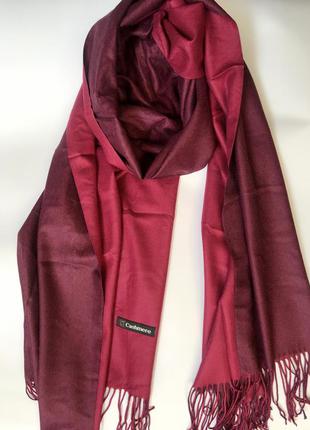 Кашеміровий шарф двосторонній рожево-бордовий1 фото