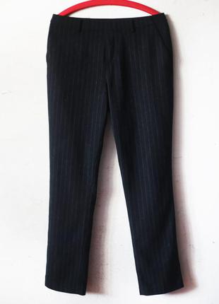 Теплые брюки в полоску uniqlo шерсть в составе на резинке