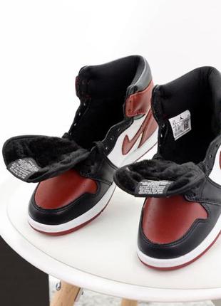 Мужские кроссовки nike air jordan 1 retro high (деми, зима, внутри мех)5 фото