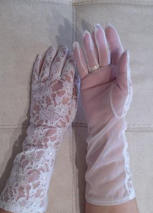 Винтажные белые перчатки3 фото