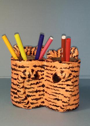 Стаканчик для карандашей тигрята2 фото