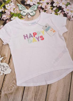 Белая футболка на девочку бренда primark  с надписью happy days1 фото