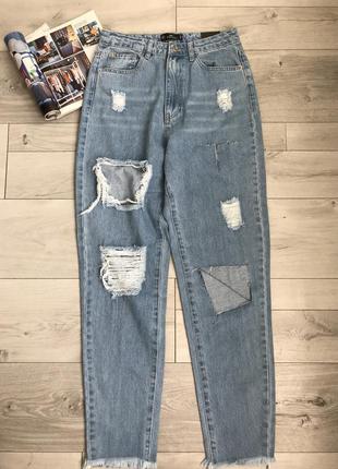 Синие джинсы missguided (рваные)1 фото