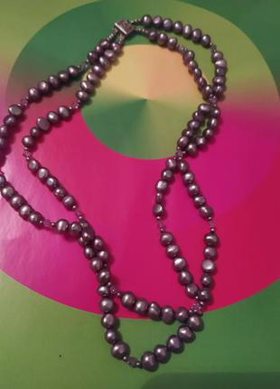 Ожерелье из натурального черного жемчуга с винтажной застежкой. не китайский2 фото
