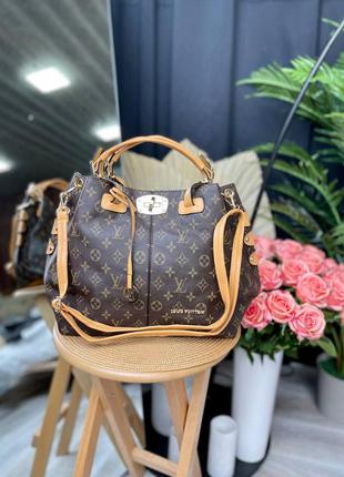 Красивая женская кожаная сумочка в стиле louis vuitton angora shopper brown4 фото