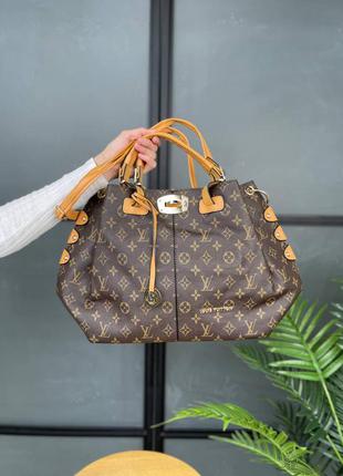 Красивая женская кожаная сумочка в стиле louis vuitton angora shopper brown2 фото