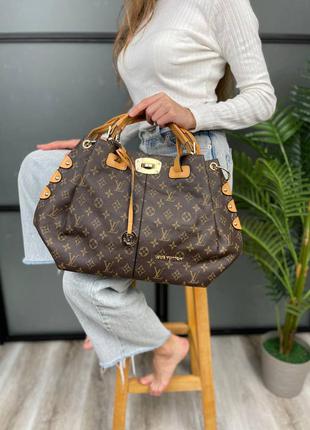 Красивая женская кожаная сумочка в стиле louis vuitton angora shopper brown5 фото