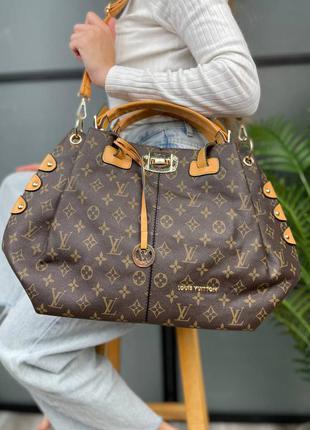 Красивая женская кожаная сумочка в стиле louis vuitton angora shopper brown1 фото
