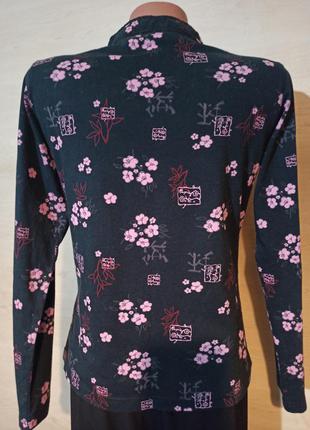Трикотажная хлопковая блуза   в  китайском стиле в цветочный принт  blanche porte4 фото