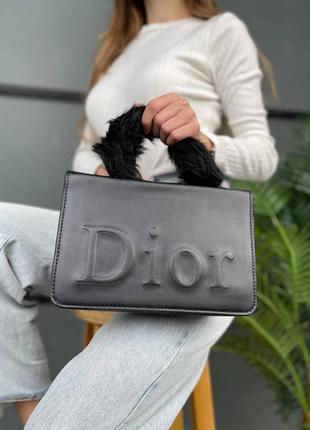 Классная женская кожаная сумочка в стиле christian dior soft black клатч чёрная2 фото