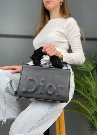 Классная женская кожаная сумочка в стиле christian dior soft black клатч чёрная7 фото