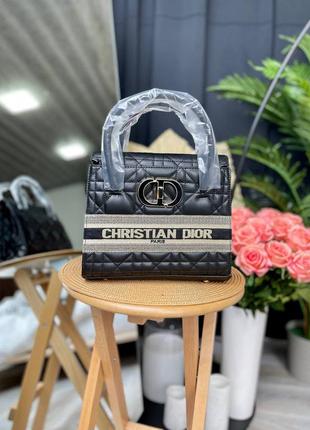 Стильная женская кожаная сумочка в стиле christian dior st honore tote black leather клатч чёрная7 фото