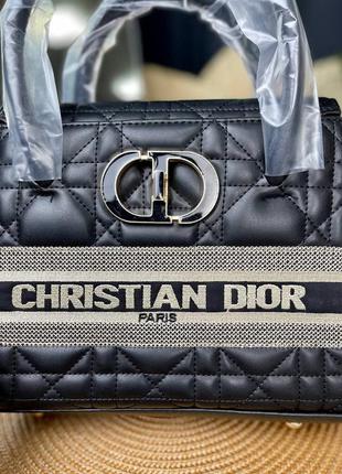 Стильная женская кожаная сумочка в стиле christian dior st honore tote black leather клатч чёрная5 фото