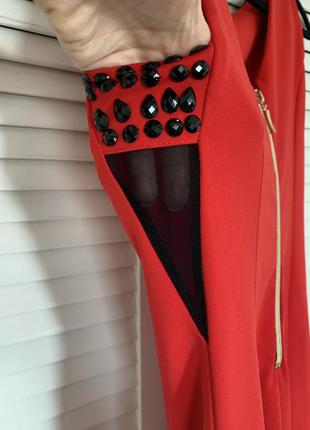 Червоне ошатне приталене коротке плаття, сукня4 фото