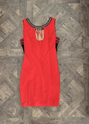 Червоне ошатне приталене коротке плаття, сукня8 фото