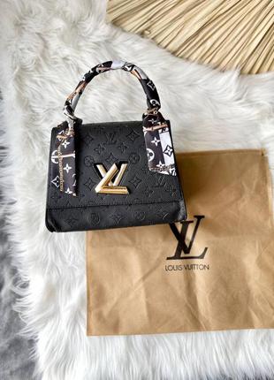 Красивая женская кожаная сумочка в стиле louis vuitton twist black клатч чёрная3 фото