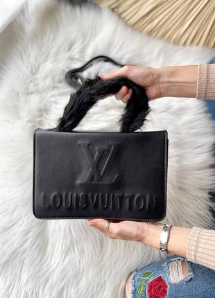 Стильная женская кожаная сумочка в стиле louis vuitton soft black клатч чёрная