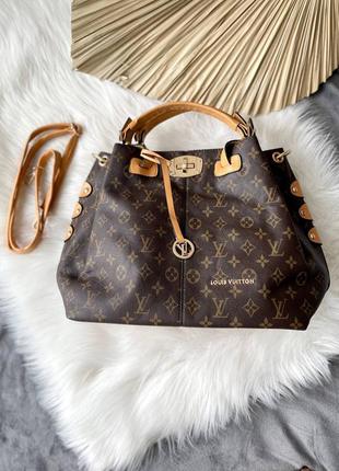 Трендовая женская кожаная сумочка в стиле louis vuitton angora shopper brown коричневая7 фото