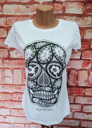 Футболка fruit of the loom в стилі sugar skull дизайнерська1 фото