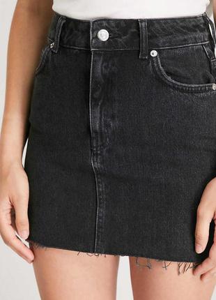Джинсовая мини юбка /  джинсова спідниця з необробленим низом3 фото