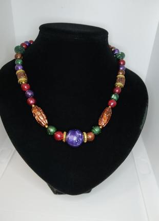 Цветные бусы на застежке ожерелье1 фото