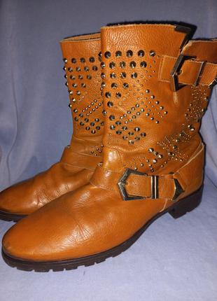 Шикарные натуральная кожа ботинки zara woman , испания , размер 38.