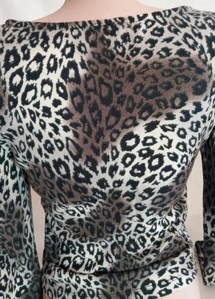 Кофта пуловер світшот джемпер кардиган на молнии рукав ¾ буф фонарик принт леопард леопардовый alive girl4 фото