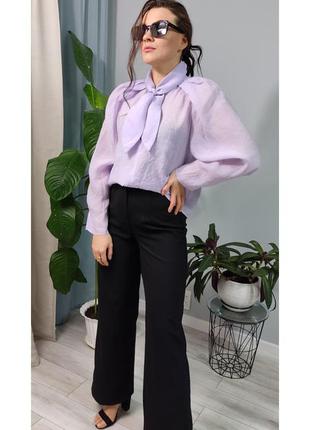 Напів прозора блузка, сорочка від бренду mango в трендовому ліловому кольорі