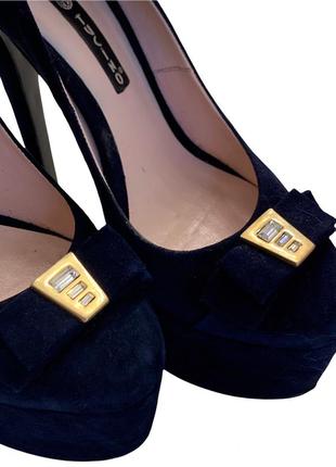 Туфли на высоком каблуке, бренд tucino, размер 37, идеальное состояние, выходные, темно-синий цвет, замш натуральный, б/у6 фото