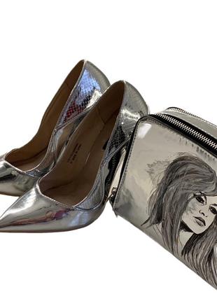 Комплект: сумка missquided + туфли в цвете серебро, размер 373 фото