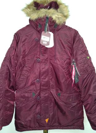 Куртка alpha industries аляска slim fit n-3b parka бордовая хl3 фото