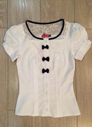 Блуза белая с  гипюром modus4 фото