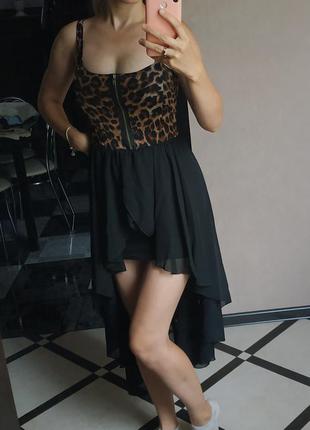 Вечернее нарядное тигровое платье3 фото