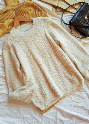 Плюшевый молочный свитер оверсайз білий светр2 фото