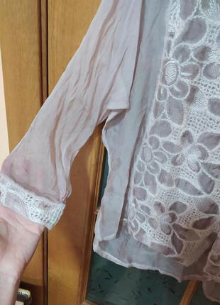 Шикарная невесомая итальянская блуза шелк и вискоза,р. l5 фото