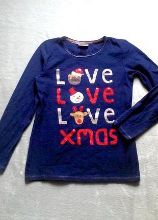 Регланчик новогодний/рождественский на 10-11 лет. 100% хлопок.