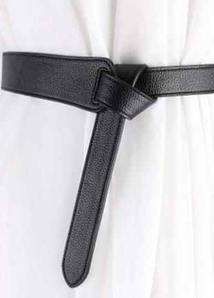 Пояс женский для брюк или платья на талию, стильный ремень без пряжки на узел черный