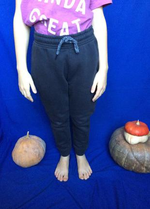 Трикотажные тёплые штаны на флисе, тёмно- серо- синие