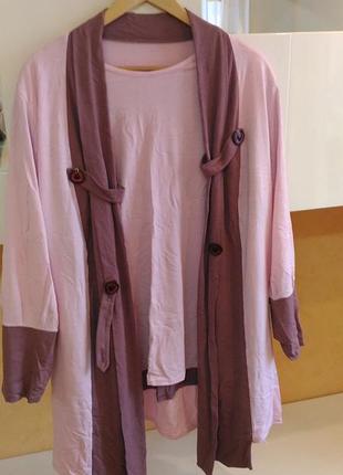 Уникальный нарядный костюм футболка кардиган