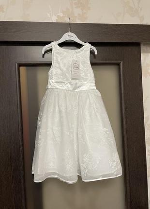 Нарядное белое детское платье снежинка фатин с вышивкой снежинка1 фото