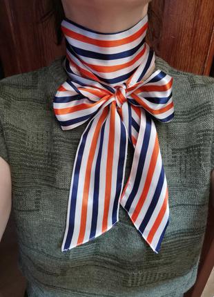 Твилли в полоску лента повязка на голову винтаж атласный шарф шейная повязка на руку2 фото