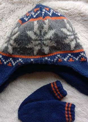 Набір шапочка і рукавиці руковички 6-12 міс 1-2 роки