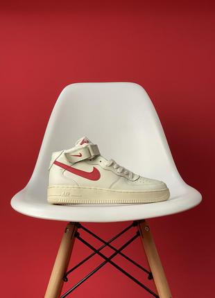 Кросівки nike air force 1 mid sail university red.