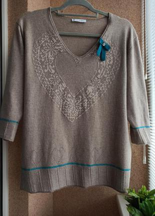 Красивый утепленный тонкий свитер с содержанием шерсти 2