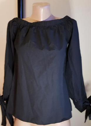 Блузка  чёрная  рукава разрезы  турция1 фото